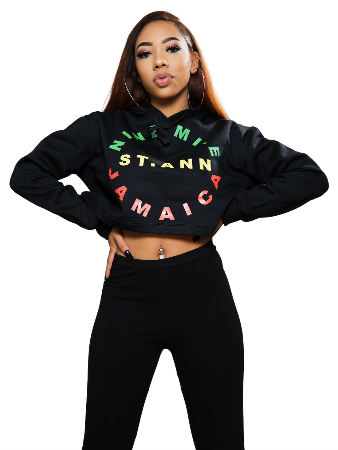 Nine Mile Reggae Circle Cropped Hoodie - Nine Mile Clothing 