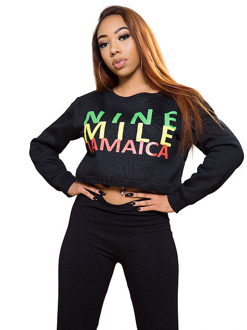 Nine Mile Jamaica Reggae Low Cut Crop Sweatshirt - Nine Mile Clothing 