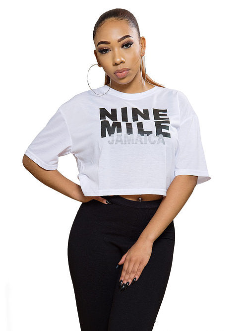 Women's Nine Mile Jamaica White Crop Top